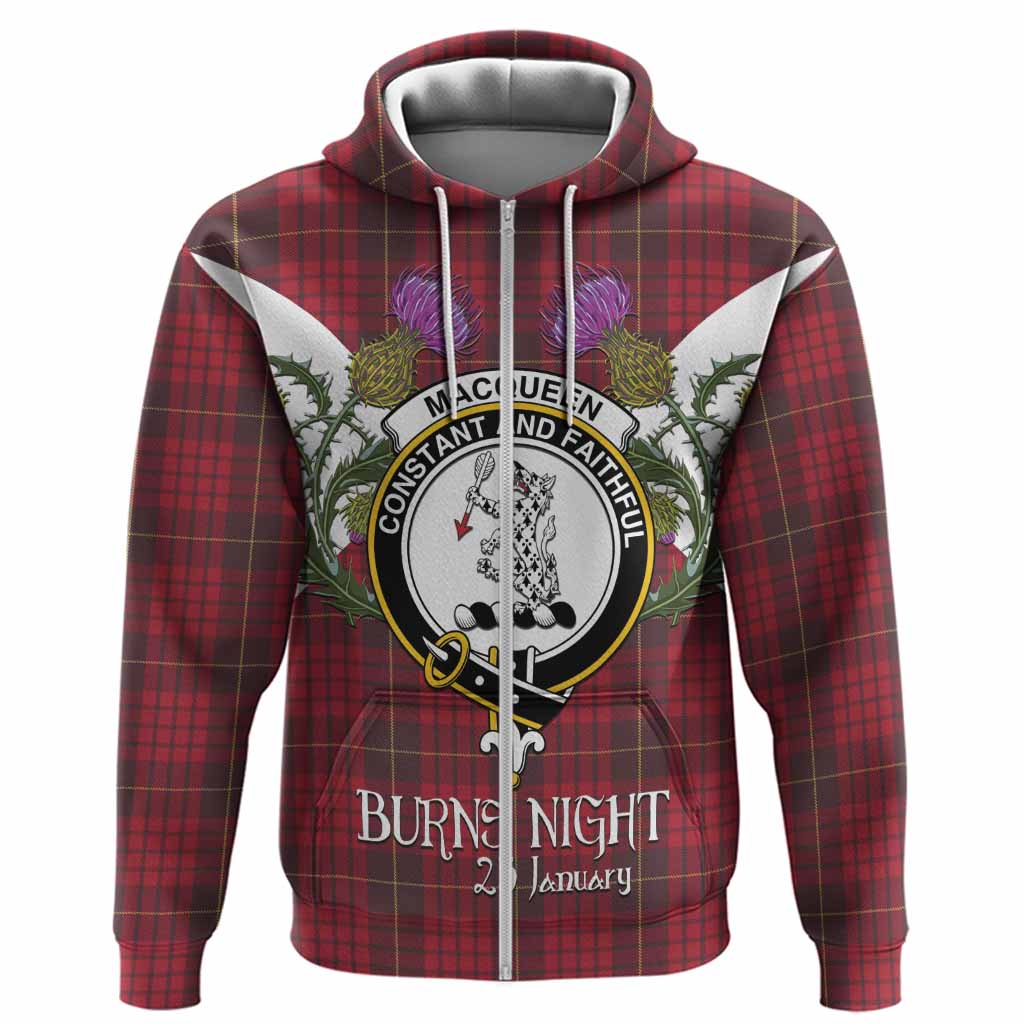 MacQueen (McQueen) Tartan Family Crest Hoodie Scottish Burns Night Thistle Floral