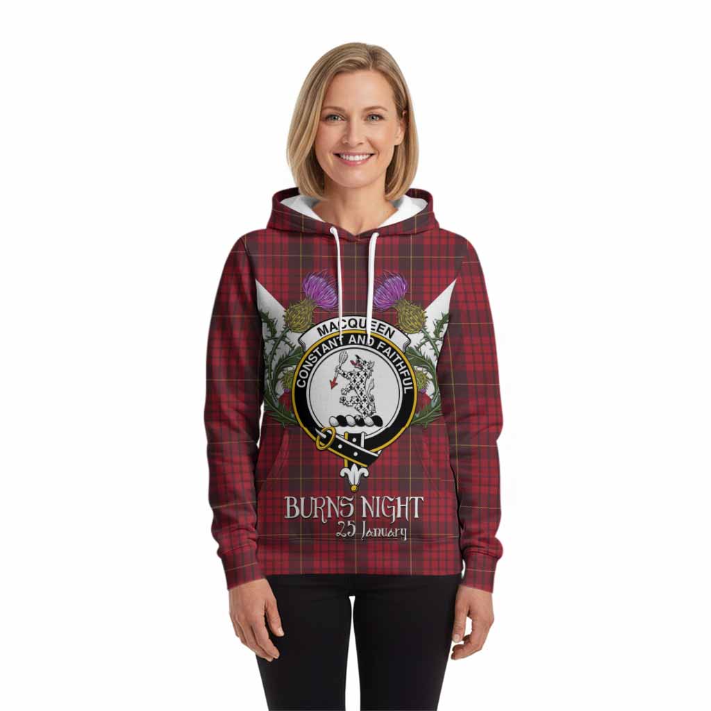 MacQueen (McQueen) Tartan Family Crest Hoodie Scottish Burns Night Thistle Floral