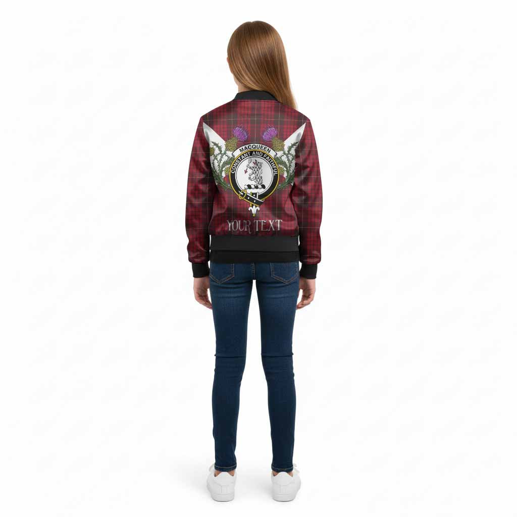MacQueen (McQueen) Tartan Family Crest Kid Bomber Jacket Scottish Burns Night Thistle Floral