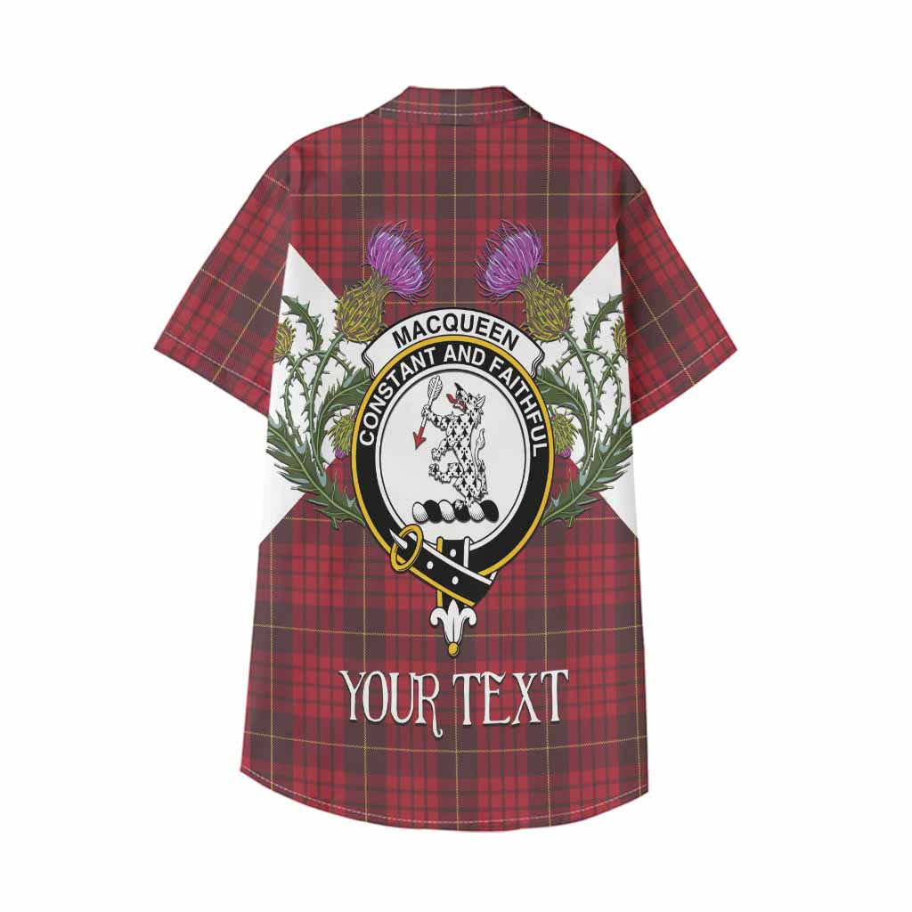 MacQueen (McQueen) Tartan Family Crest Kid Hawaiian Shirt Scottish Burns Night Thistle Floral