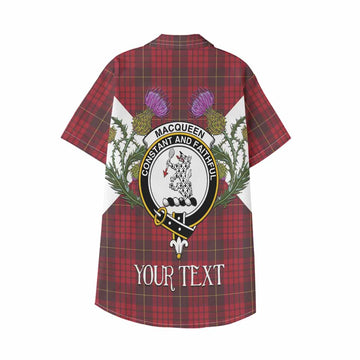 MacQueen (McQueen) Tartan Family Crest Kid Hawaiian Shirt Scottish Burns Night Thistle Floral