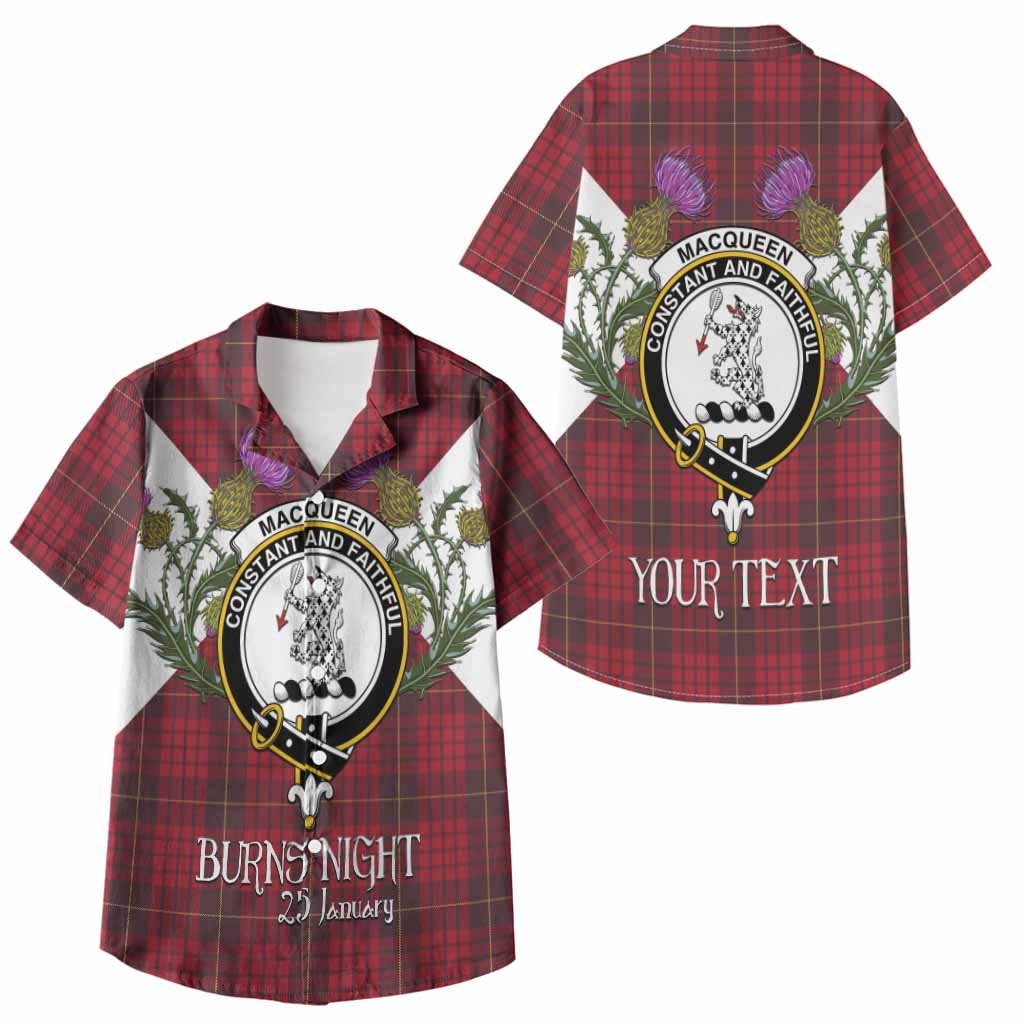 MacQueen (McQueen) Tartan Family Crest Kid Hawaiian Shirt Scottish Burns Night Thistle Floral