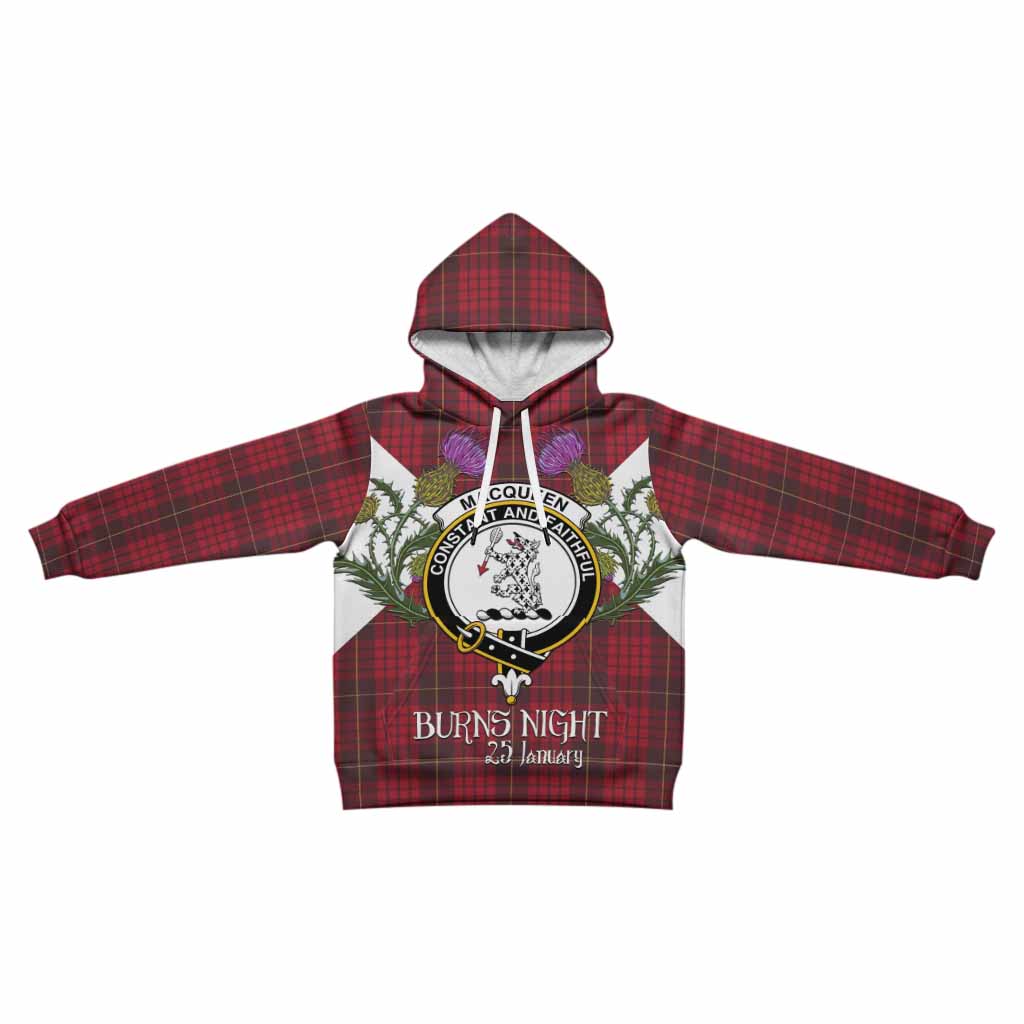 MacQueen (McQueen) Tartan Family Crest Kid Hoodie Scottish Burns Night Thistle Floral