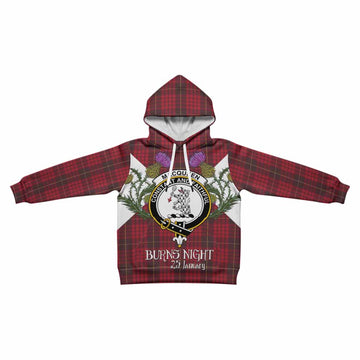 MacQueen (McQueen) Tartan Family Crest Kid Hoodie Scottish Burns Night Thistle Floral