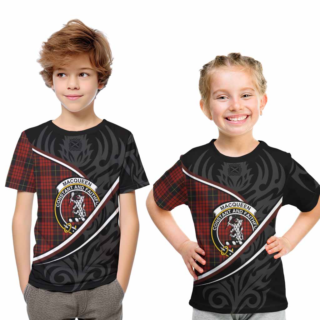 MacQueen (McQueen) Tartan Family Crest Kid T-shirt Celtic Scottish Thistle Floral - Tartan Vibes Clothing
