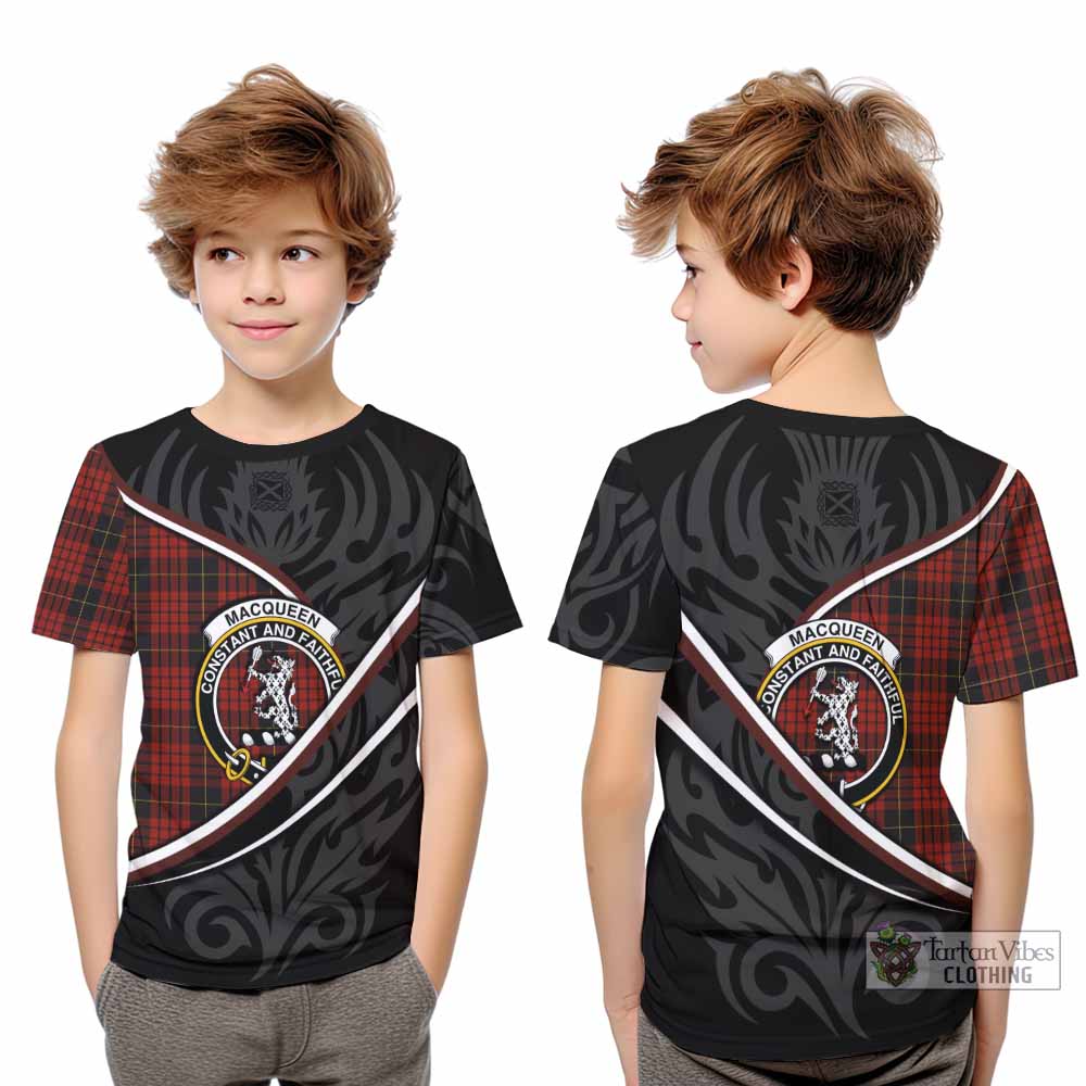 MacQueen (McQueen) Tartan Family Crest Kid T-shirt Celtic Scottish Thistle Floral - Tartan Vibes Clothing