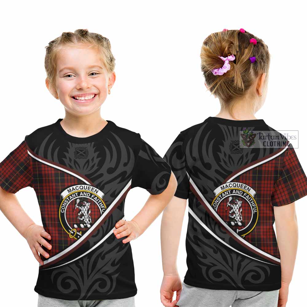 MacQueen (McQueen) Tartan Family Crest Kid T-shirt Celtic Scottish Thistle Floral - Tartan Vibes Clothing