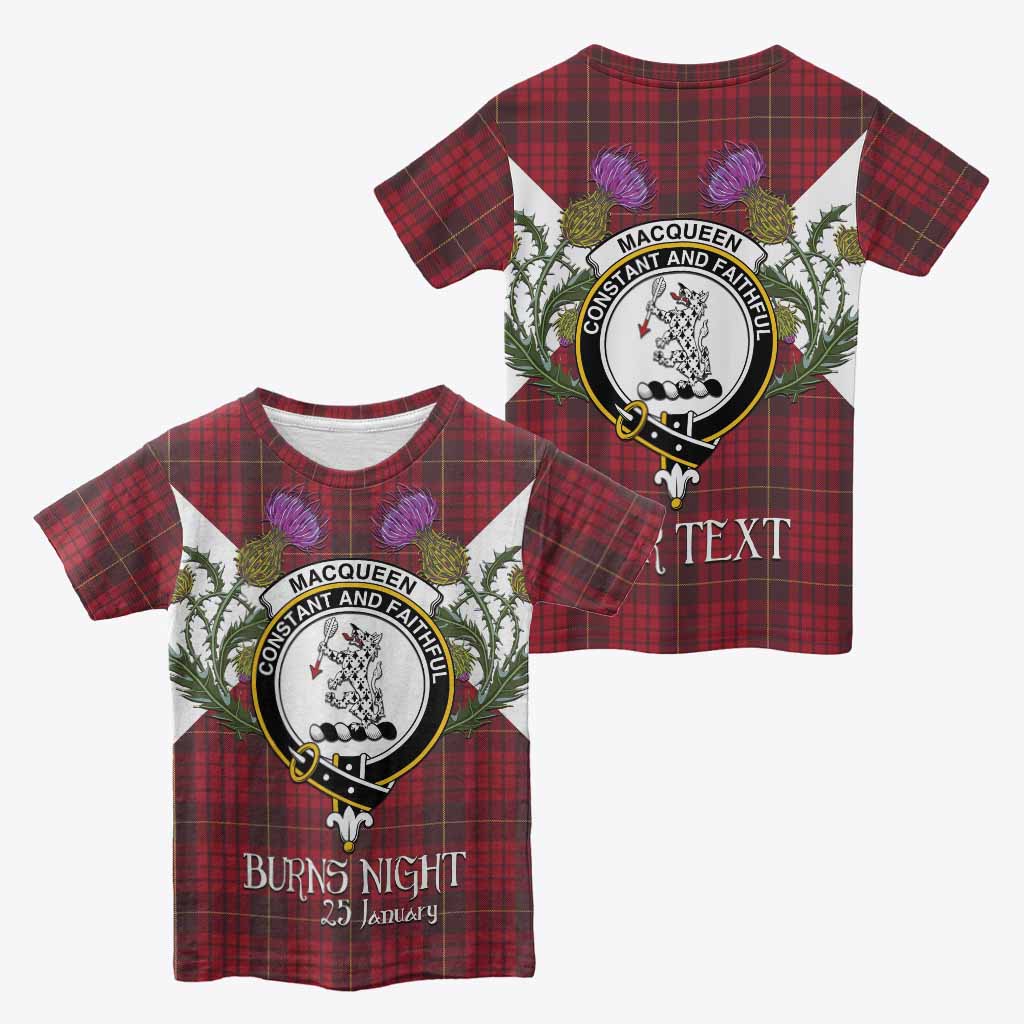 MacQueen (McQueen) Tartan Family Crest Kid T-shirt Scottish Burns Night Thistle Floral