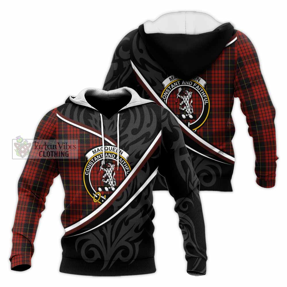 MacQueen (McQueen) Tartan Family Crest Knitted Hoodie Celtic Scottish Thistle Floral - Tartan Vibes Clothing