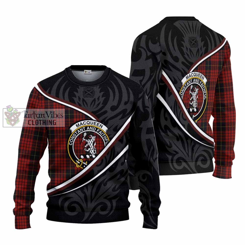 MacQueen (McQueen) Tartan Family Crest Knitted Sweater Celtic Scottish Thistle Floral - Tartan Vibes Clothing