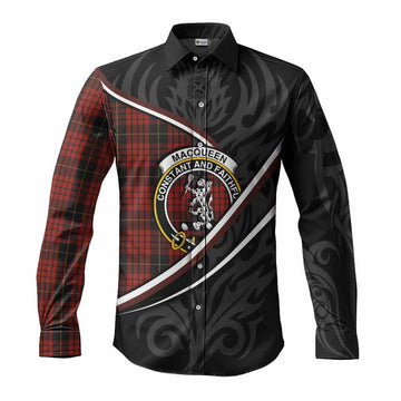MacQueen (McQueen) Tartan Family Crest Long Sleeve Button Shirts Celtic Scottish Thistle Floral