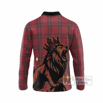 MacQueen (McQueen) Tartan Family Crest Long Sleeve Polo Shirt Crowned Lion Roaring