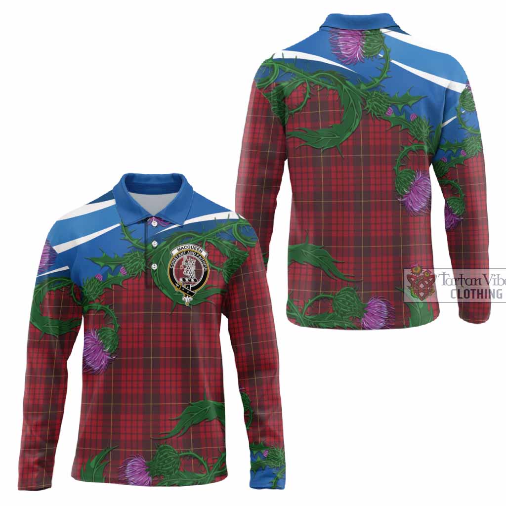 MacQueen (McQueen) Tartan Family Crest Long Sleeve Polo Shirt Thistle in Minimalism