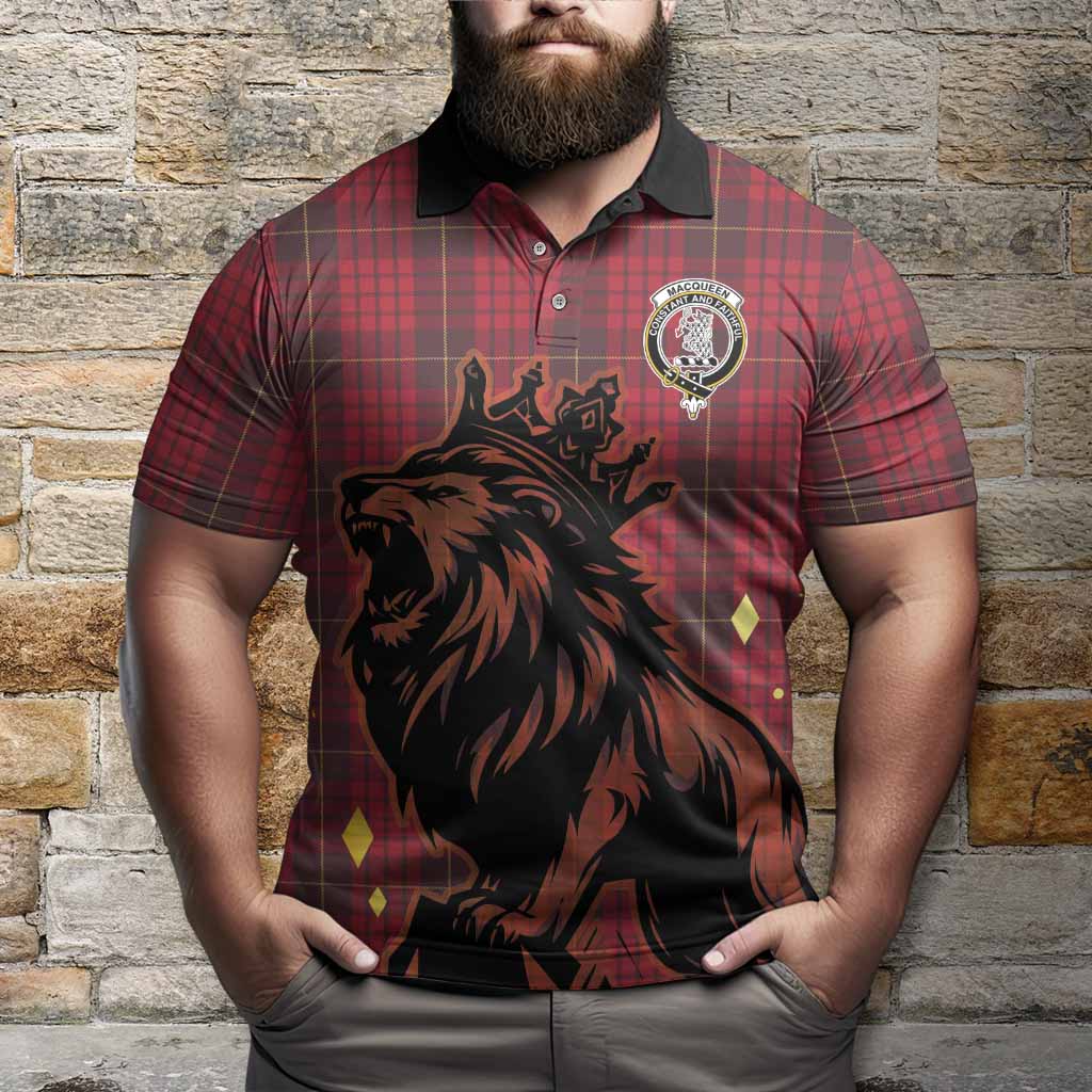 MacQueen (McQueen) Tartan Family Crest Polo Shirt Crowned Lion Roaring