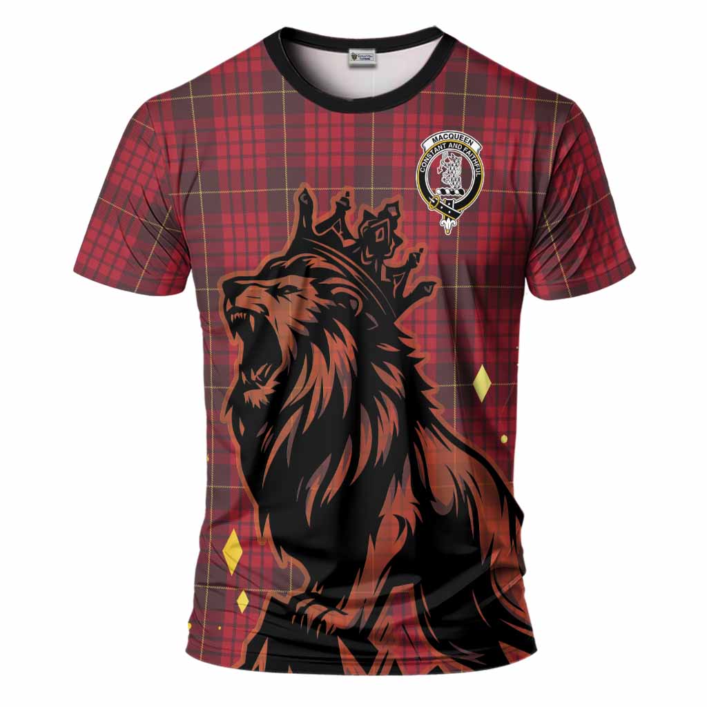 MacQueen (McQueen) Tartan Family Crest T-Shirt Crowned Lion Roaring