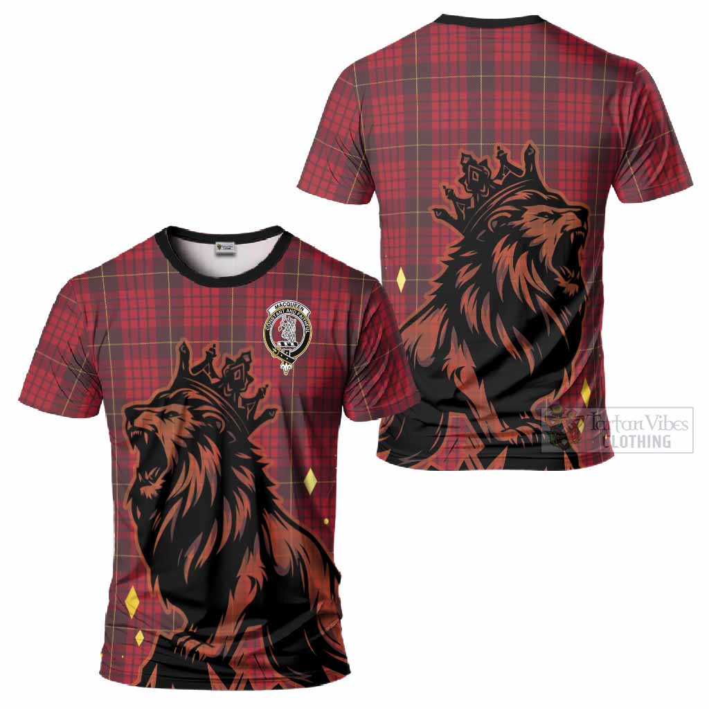 MacQueen (McQueen) Tartan Family Crest T-Shirt Crowned Lion Roaring