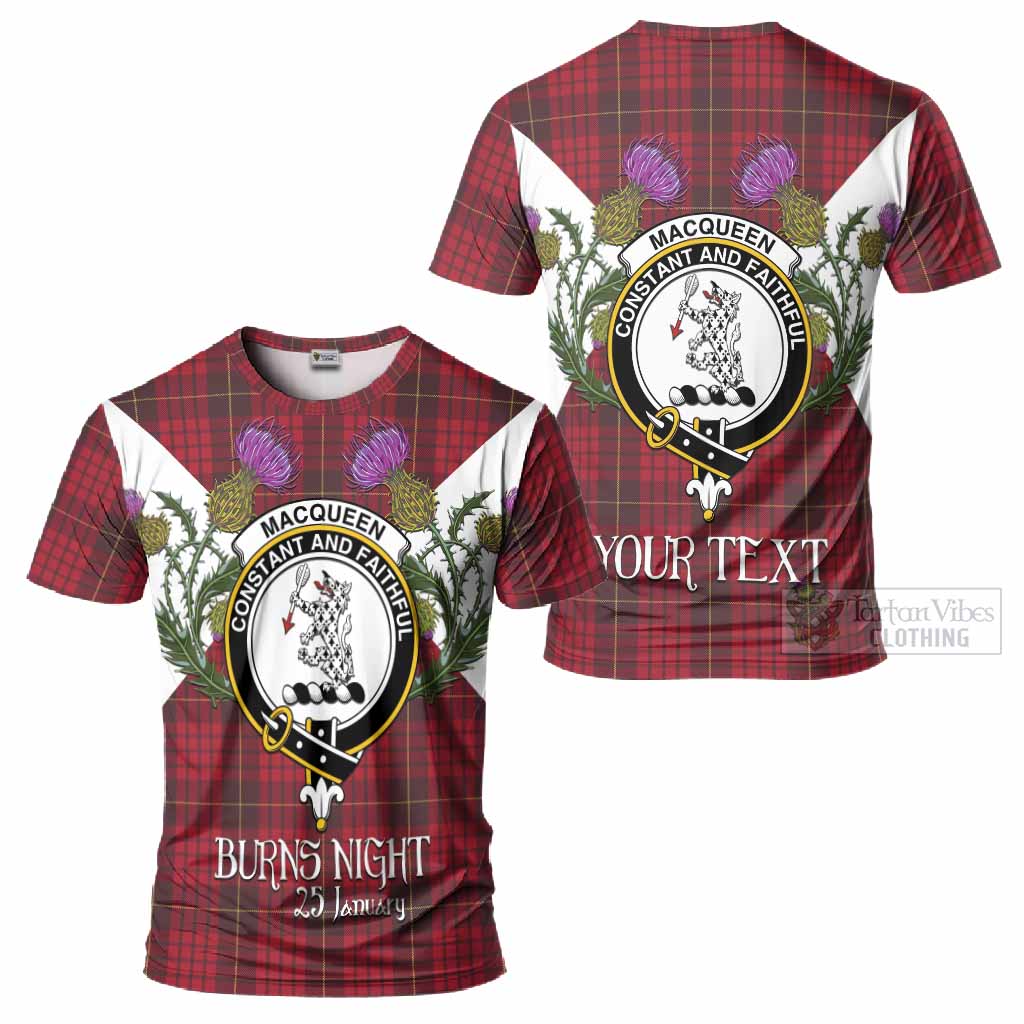 MacQueen (McQueen) Tartan Family Crest T-Shirt Scottish Burns Night Thistle Floral