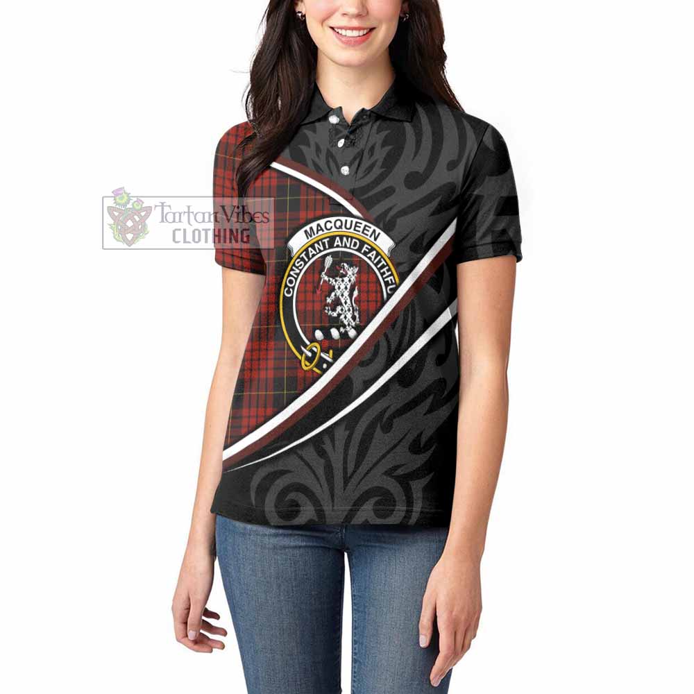 MacQueen (McQueen) Tartan Family Crest Women's Polo Shirt Celtic Scottish Thistle Floral - Tartan Vibes Clothing
