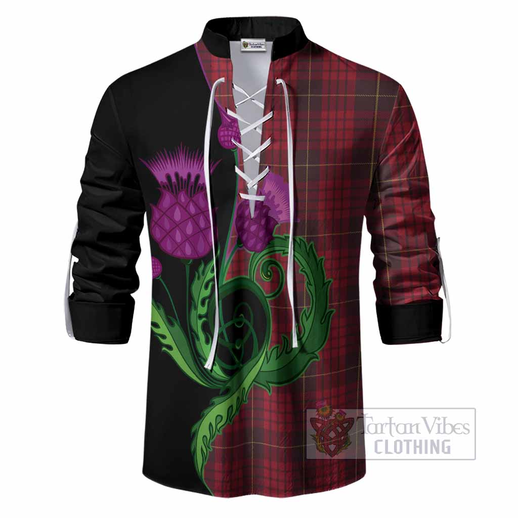 MacQueen (McQueen) Tartan Ghillie Shirt Traditional Scottish Thistle