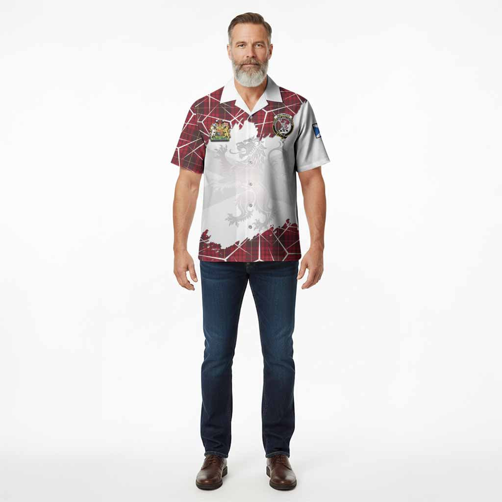 MacQueen (McQueen) Tartan Hawaiian Shirt with Family Crest and Lion Rampant Grunge Style
