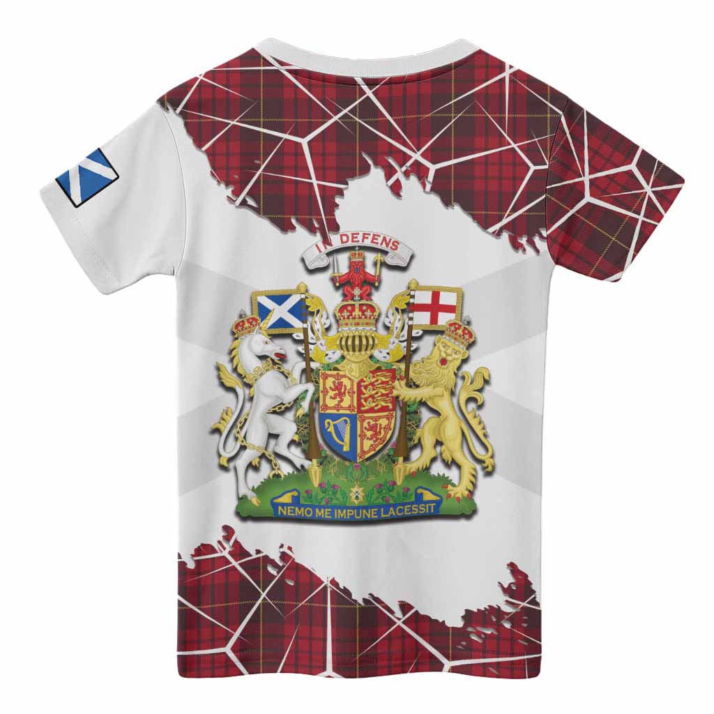 MacQueen (McQueen) Tartan Kid T-shirt with Family Crest and Lion Rampant Grunge Style