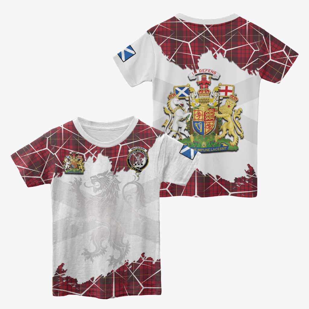 MacQueen (McQueen) Tartan Kid T-shirt with Family Crest and Lion Rampant Grunge Style