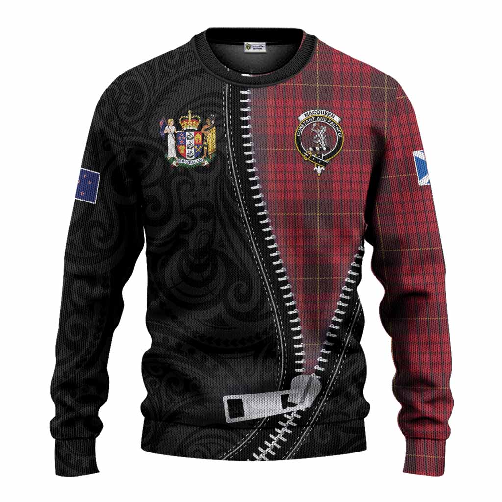 MacQueen (McQueen) Tartan Knitted Sweater New Zealand Pattern Unique Zipper Stylized