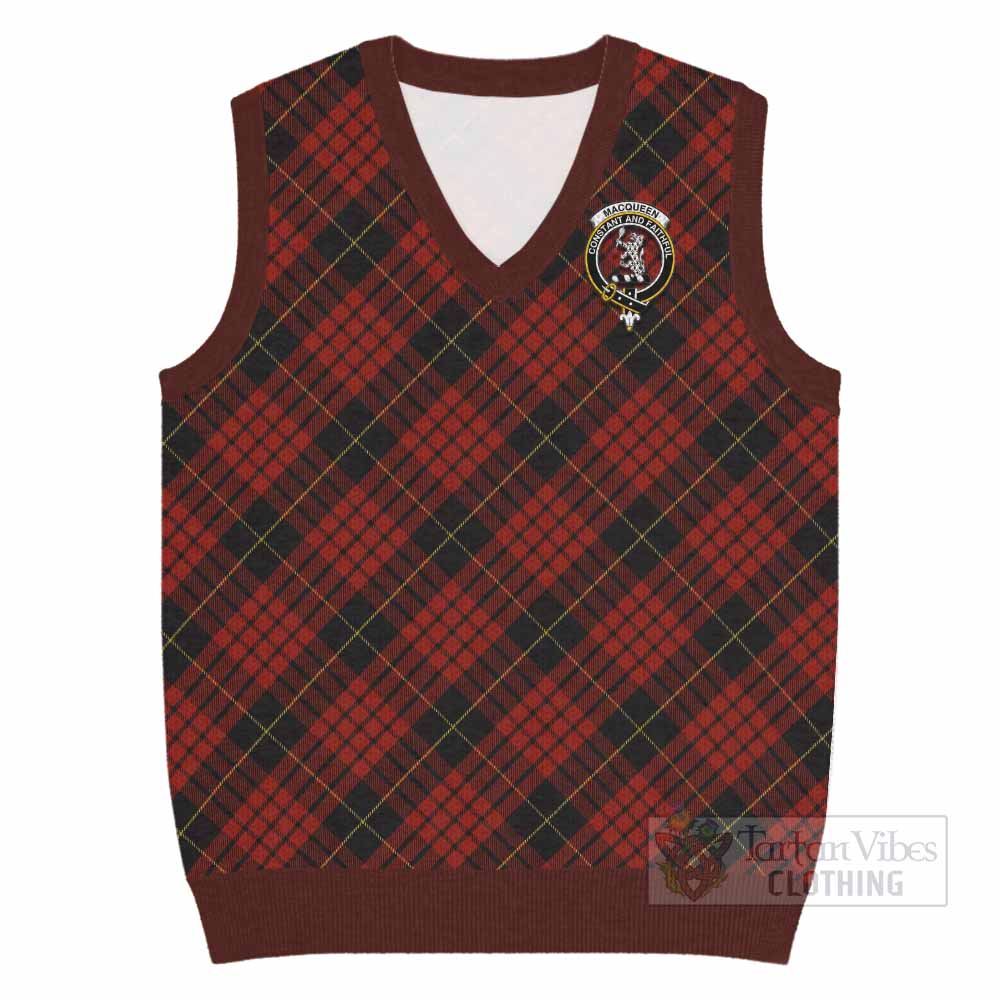 MacQueen (McQueen) Tartan Knitted V-Neck Vest with Family Crest Cross Style