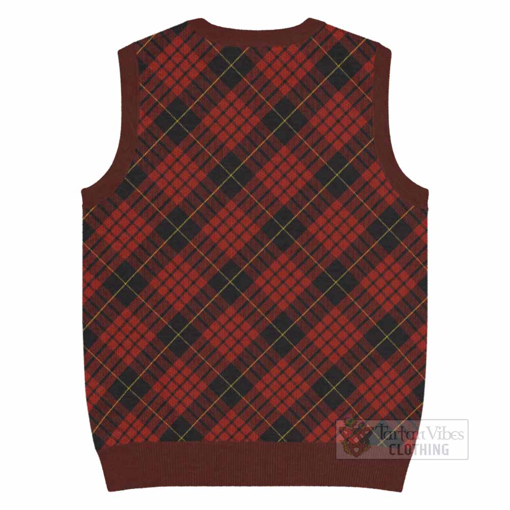 MacQueen (McQueen) Tartan Knitted V-Neck Vest with Family Crest Cross Style