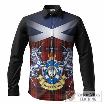 MacQueen (McQueen) Tartan Long Sleeve Button Shirts Alba Gu Brath Unicorn Crest