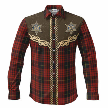 MacQueen (McQueen) Tartan Long Sleeve Button Shirts Bigfoot Riding The Kelpie Monster