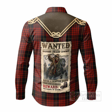MacQueen (McQueen) Tartan Long Sleeve Button Shirts Bigfoot Riding The Kelpie Monster