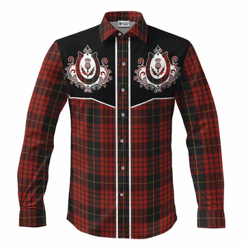 MacQueen (McQueen) Tartan Long Sleeve Button Shirts Horseshoe Ornament Men's Shirt S - Tartan Vibes Clothing