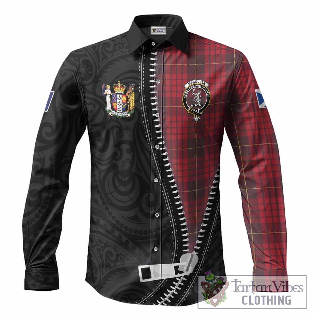 MacQueen (McQueen) Tartan Long Sleeve Button Shirts New Zealand Pattern Unique Zipper Stylized