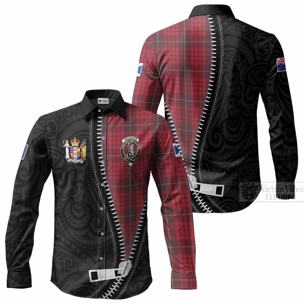 MacQueen (McQueen) Tartan Long Sleeve Button Shirts New Zealand Pattern Unique Zipper Stylized