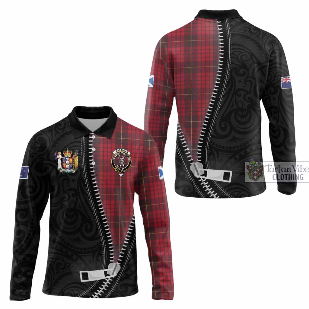 MacQueen (McQueen) Tartan Long Sleeve Polo Shirt New Zealand Pattern Unique Zipper Stylized
