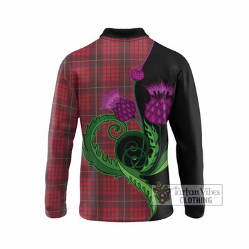 MacQueen (McQueen) Tartan Long Sleeve Polo Shirt Traditional Scottish Thistle