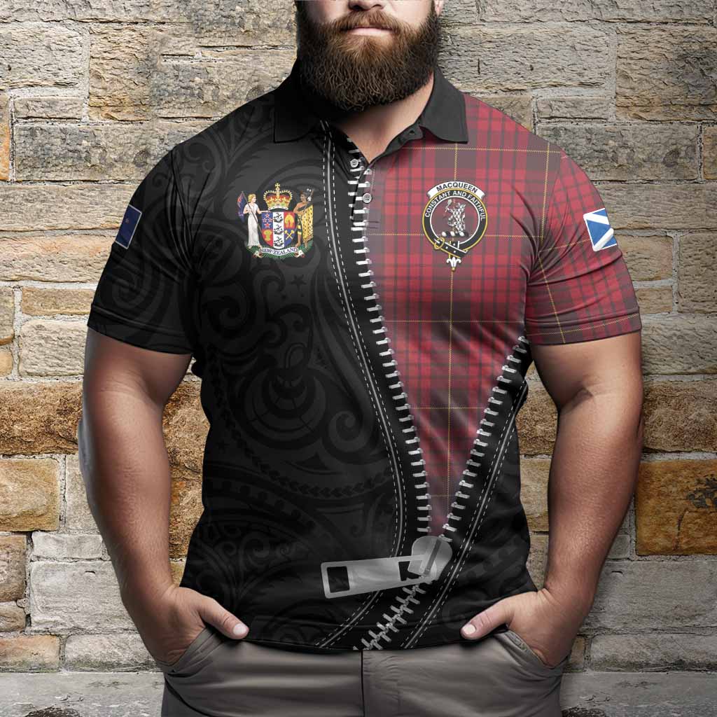 MacQueen (McQueen) Tartan Polo Shirt New Zealand Pattern Unique Zipper Stylized