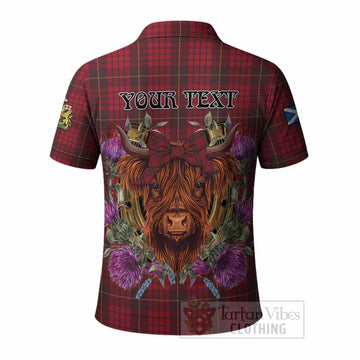 MacQueen (McQueen) Tartan Polo Shirt Scottish Thistle Heilan Coo
