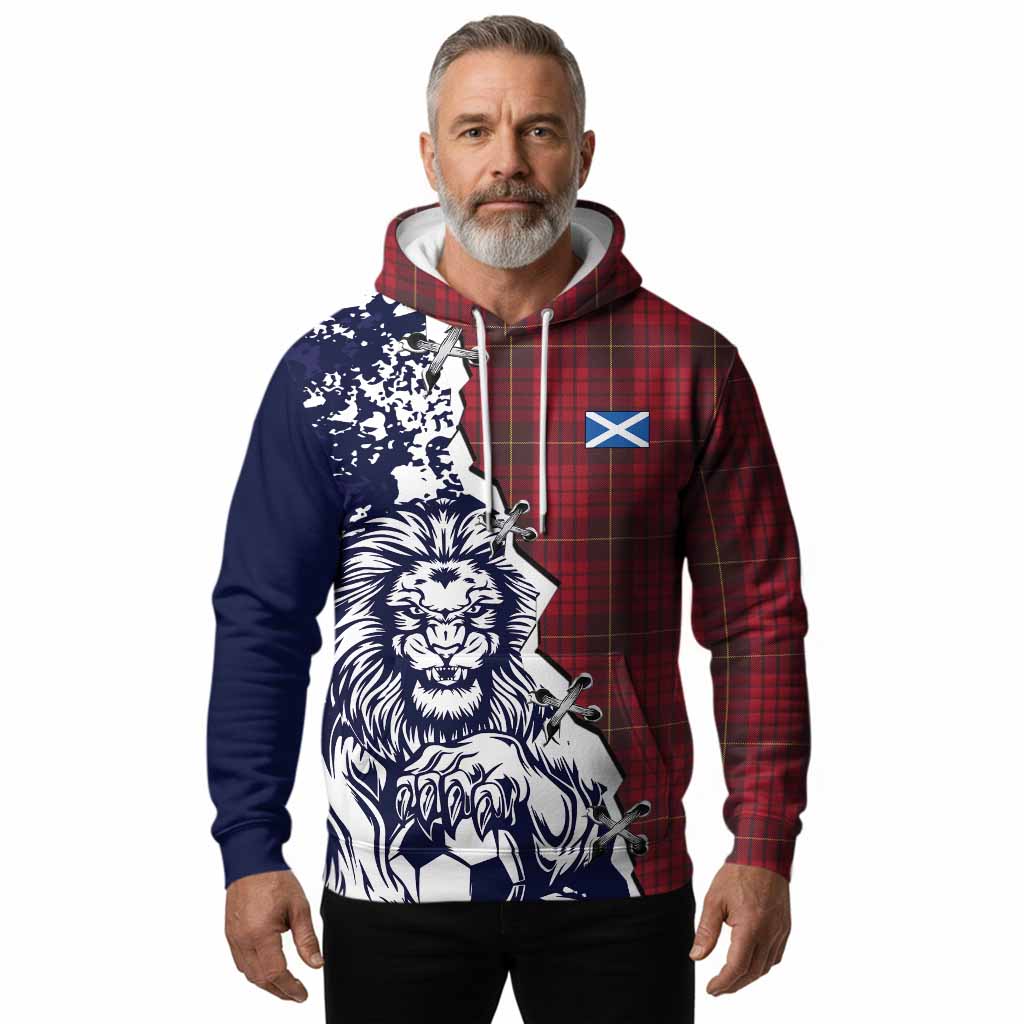 MacQueen (McQueen) Tartan Scottish Hoodie Angry Lion With Soccer Ball Style