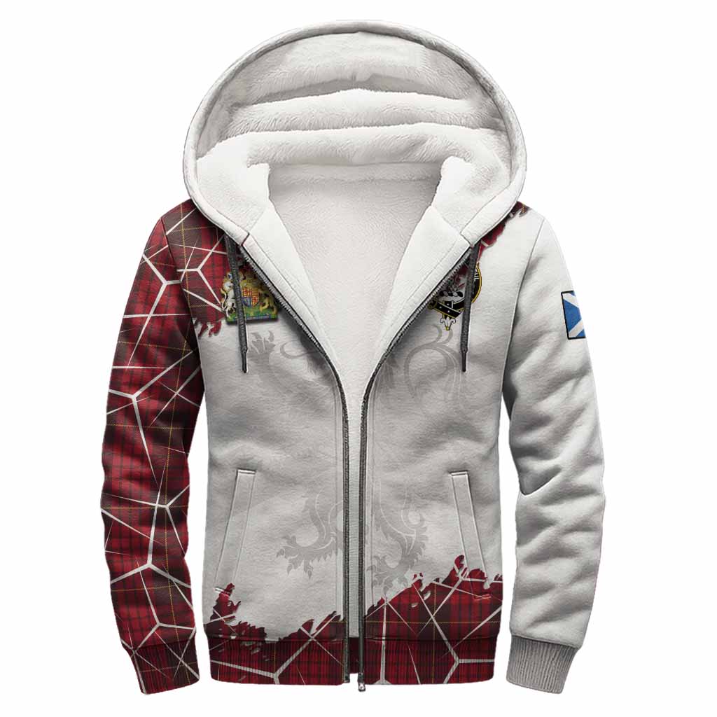 MacQueen (McQueen) Tartan Sherpa Hoodie with Family Crest and Lion Rampant Grunge Style