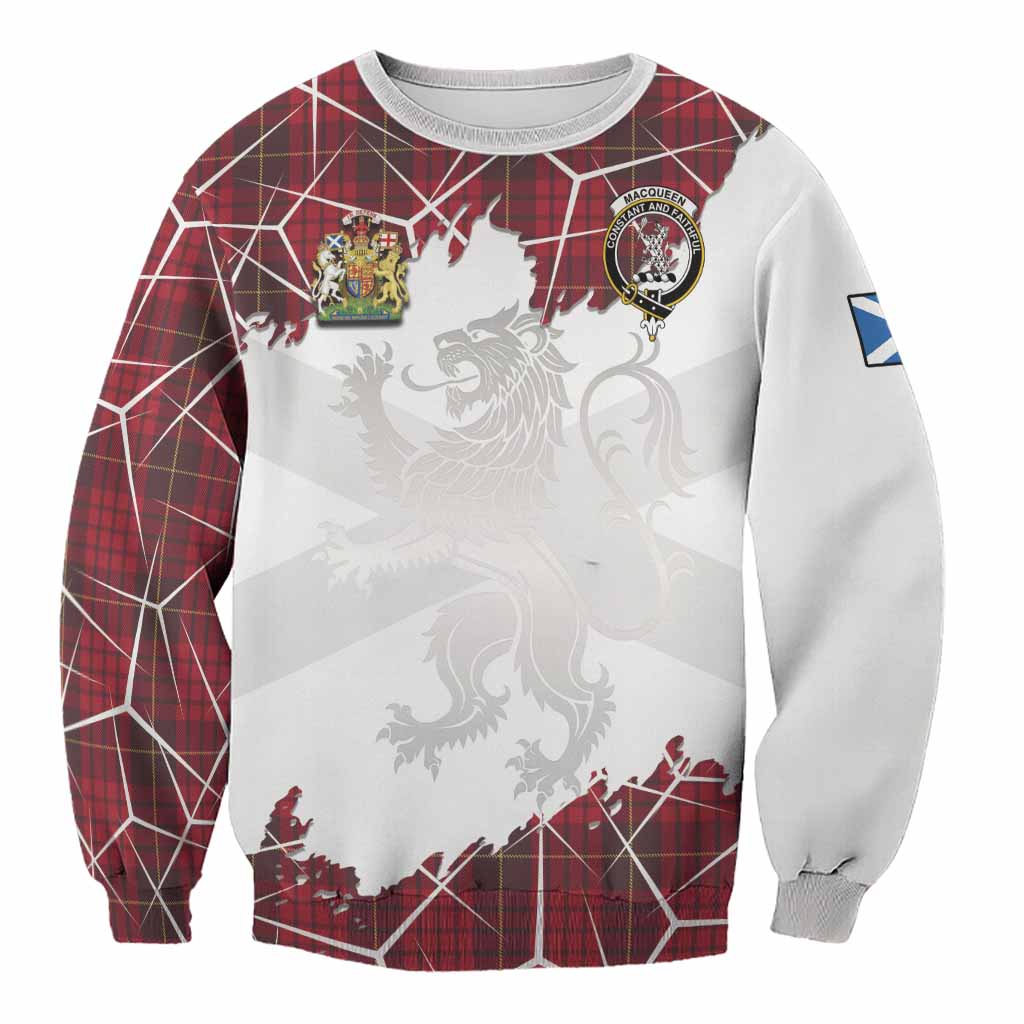 MacQueen (McQueen) Tartan Sweatshirt with Family Crest and Lion Rampant Grunge Style