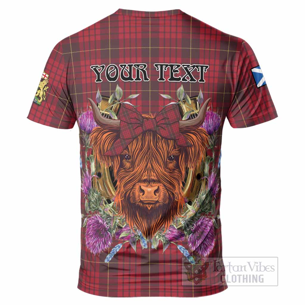 MacQueen (McQueen) Tartan T-Shirt Scottish Thistle Heilan Coo