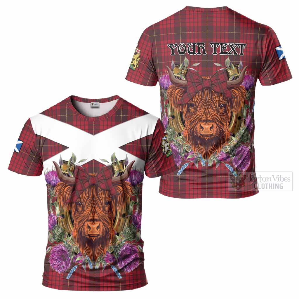 MacQueen (McQueen) Tartan T-Shirt Scottish Thistle Heilan Coo