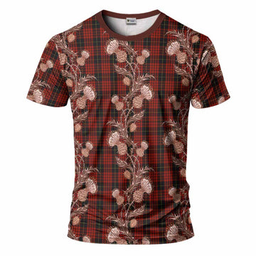 MacQueen (McQueen) Tartan T-Shirt Seamless Scottish Thistle Flowers