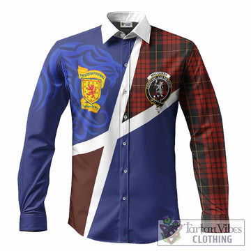 MacQueen (McQueen) The Scottish Football Crest Long Sleeve Button Shirts Lion-Tartan Army