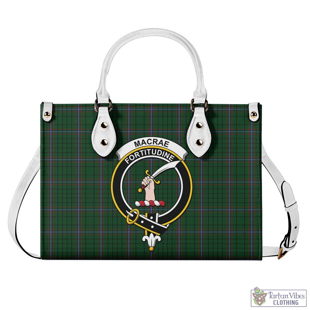 Tartan Vibes Clothing MacRae Tartan Luxury Leather Handbags with Family Crest