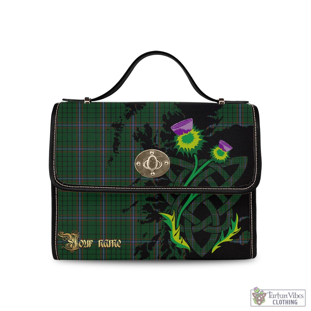Tartan Vibes Clothing MacRae Tartan Waterproof Canvas Bag with Scotland Map and Thistle Celtic Accents