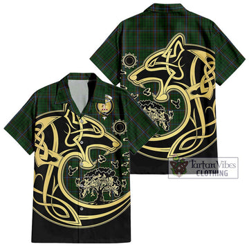 MacRae (McRae) Tartan Hawaiian Shirt with Family Crest Celtic Wolf Style