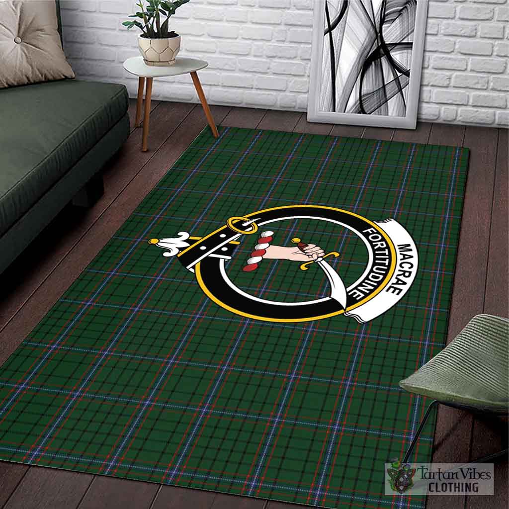 Tartan Vibes Clothing MacRae Tartan Area Rug with Family Crest